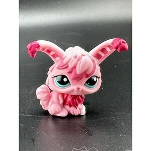 Littlest Pet Shop LPS AUTHENTIC #2132 Pink Striped Angora Bunny Rabbit Easter